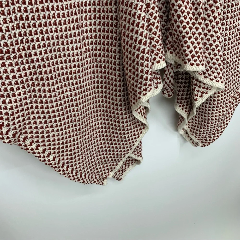 Rare Boho Ryu Rust Red & White Knit Tied Cardigan Sweater New Nwt Size Large - Picture 13 of 16